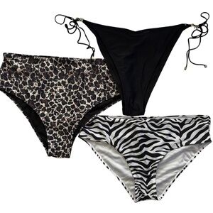 3 Piece Swimwear Bundle Size 2X Black White Leopard Bikini Bottoms